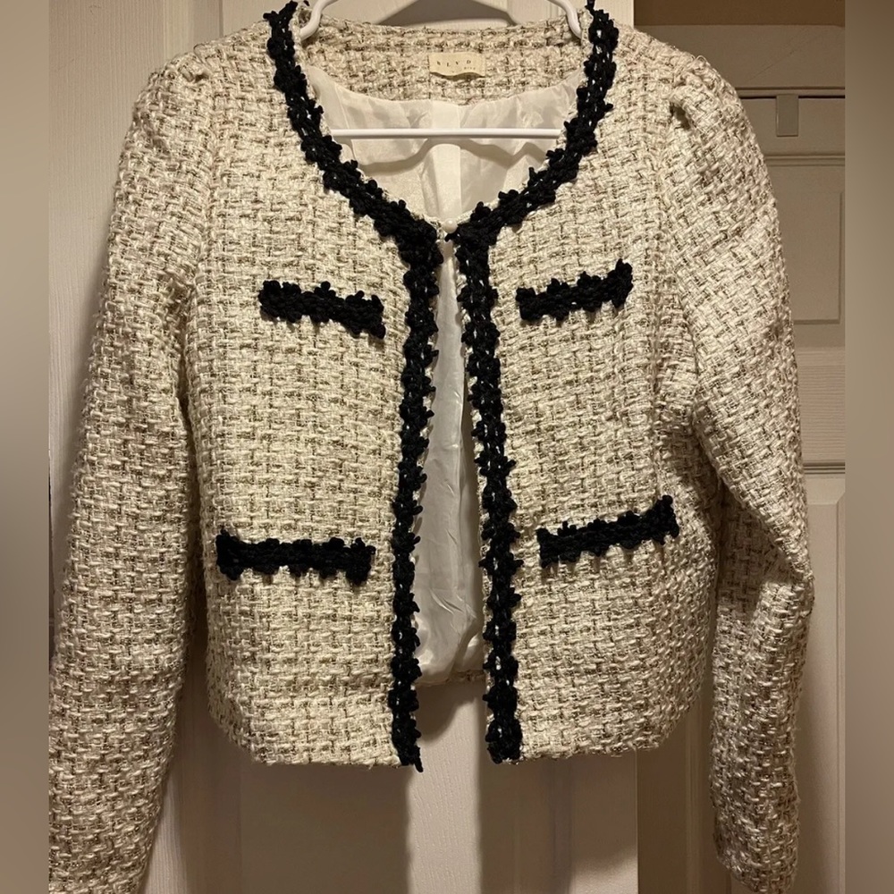 BLVD Jacket Black Trim Womens Size S/M Small Medium